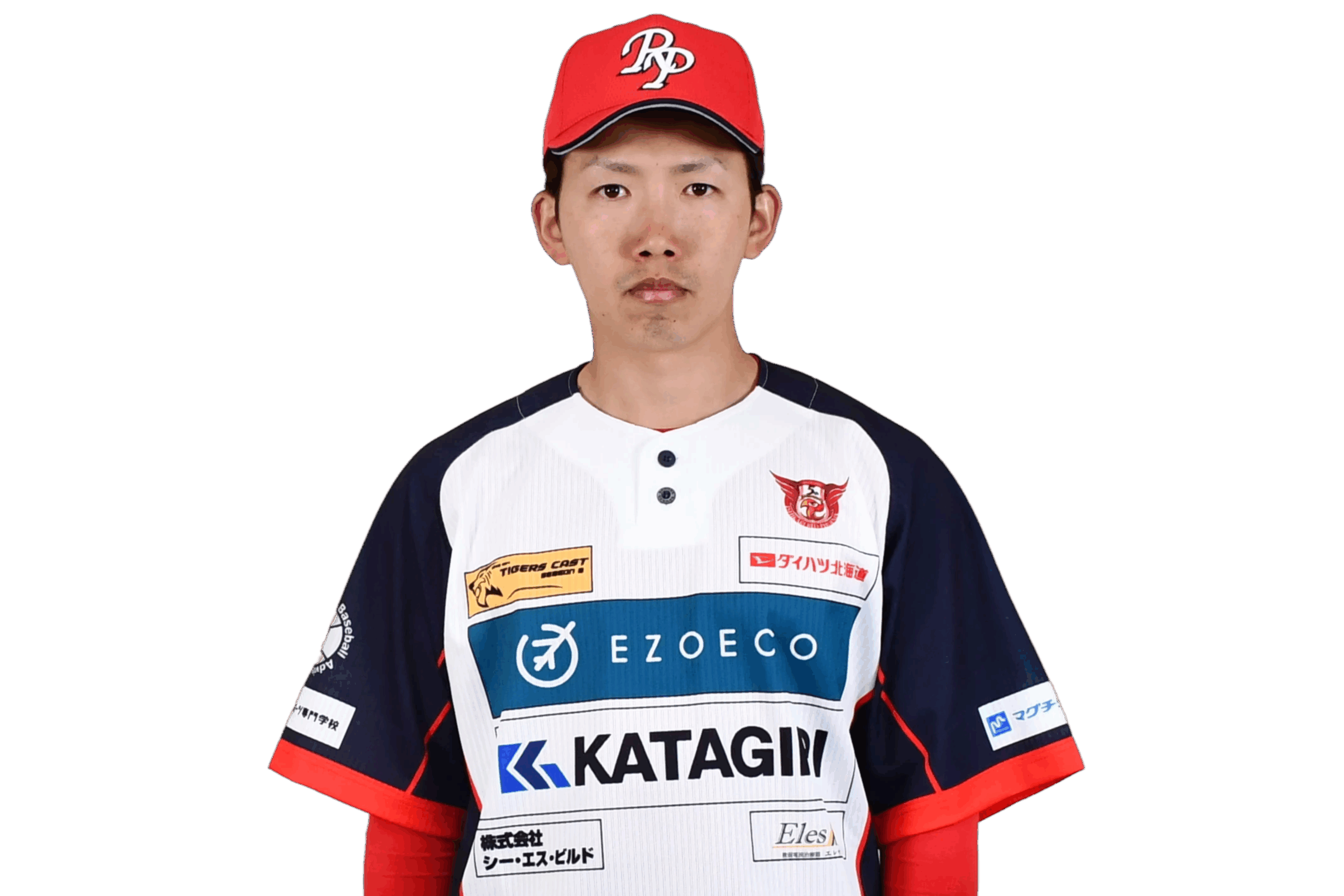 背番号19の小林　健吾選手がユニフォーム姿で正面を向いている